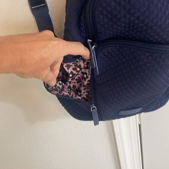 Vera Bradley Quilted Navy Mini Backpack - Picture 3 of 7